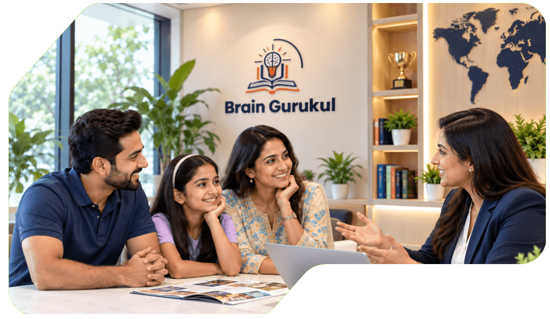 Brain Gurukul franchise counsellor guiding a family