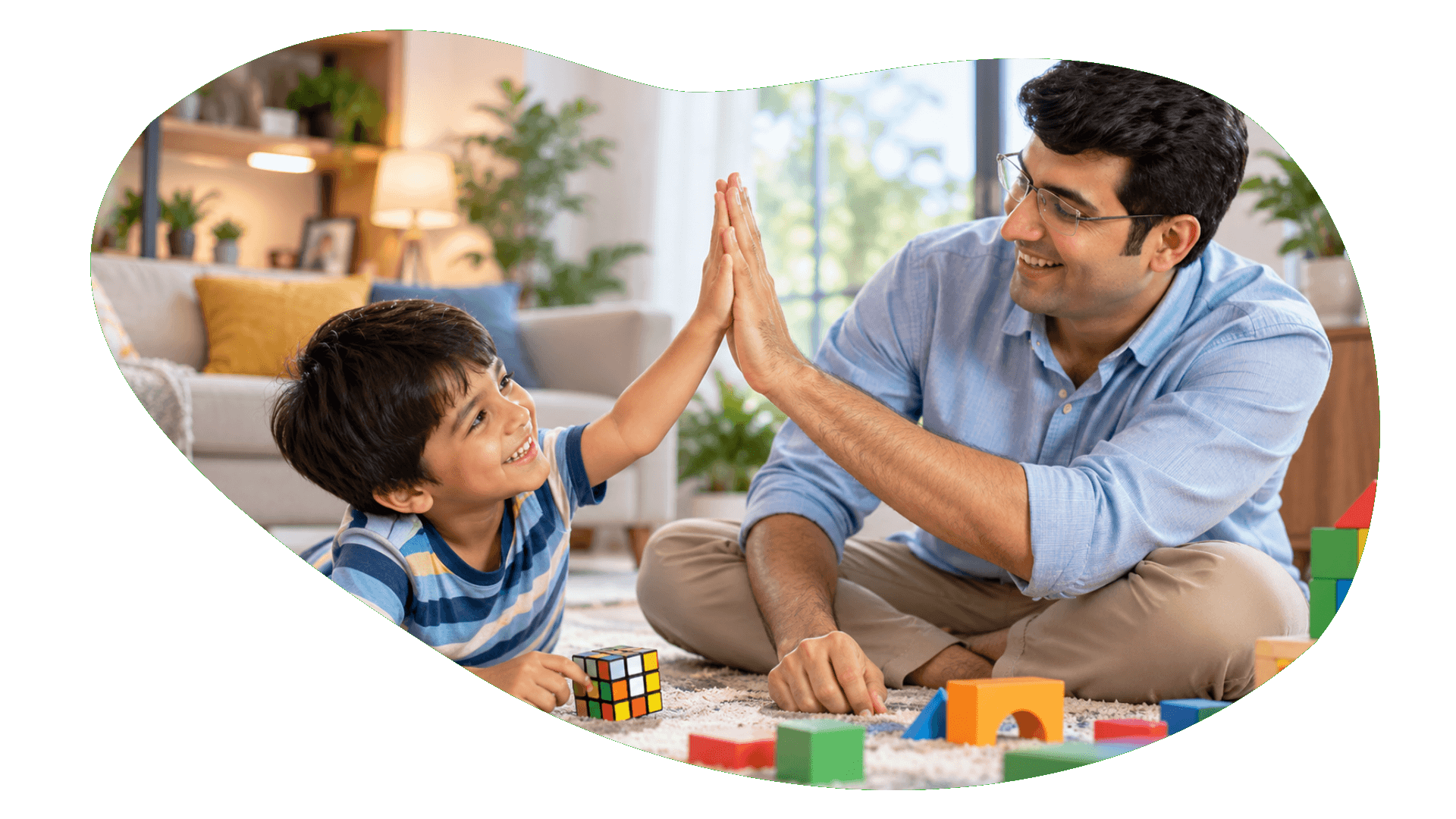 Parents celebrating a child's learning progress at home